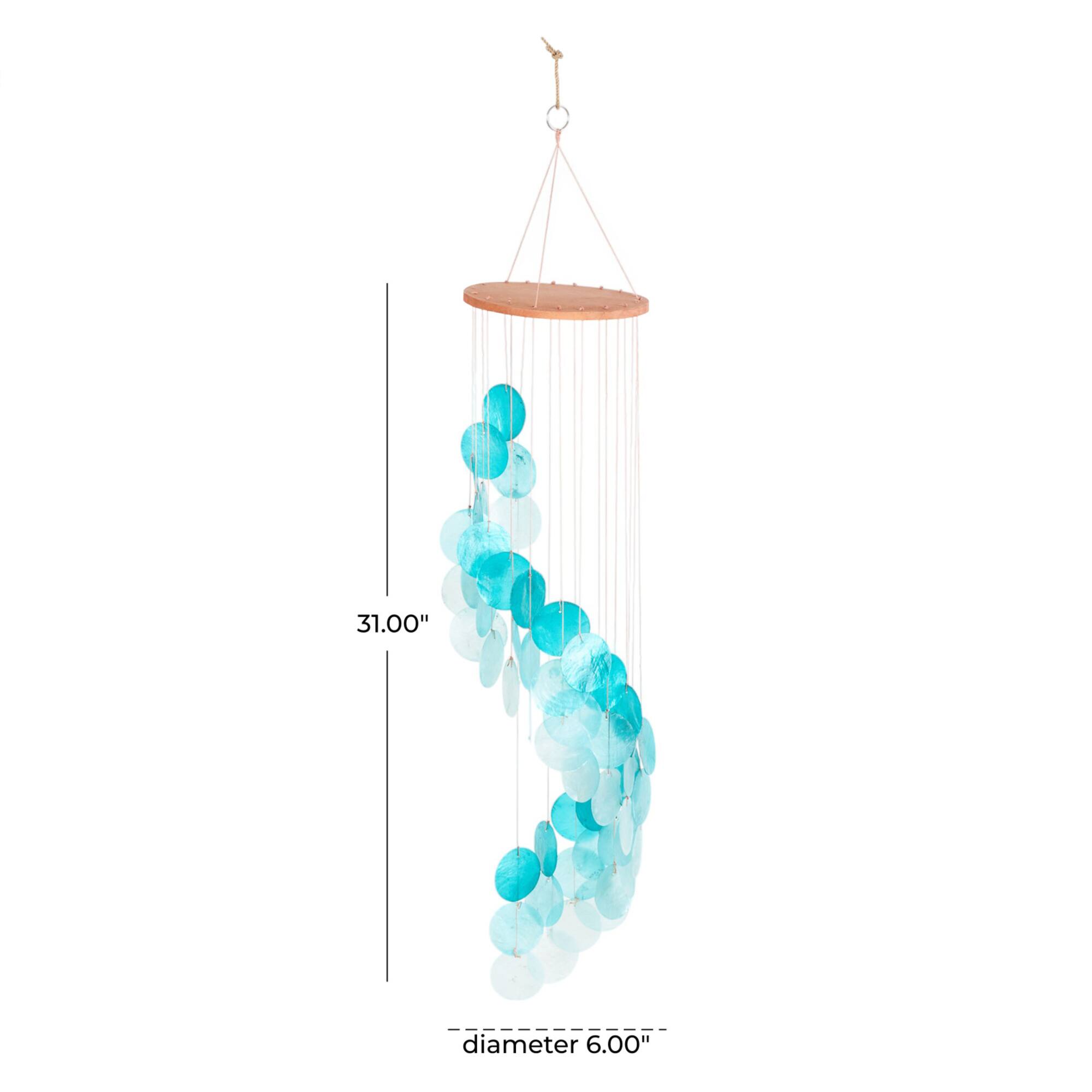 31" Teal Capiz Shell Waterfall Wind Chime
